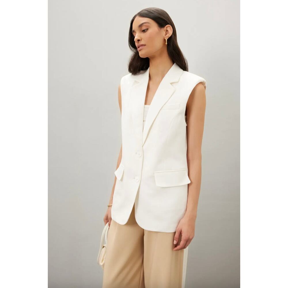 Endless Rose Off White Linen Oversized Vest Blazer Sz M